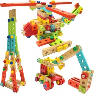 KLOCKI KONSTRUKCYJNE DUŻE ZABAWKA DREWNIANA 138EL.