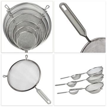 SITKO KUCHENNE CEDZAK SITO Z RĄCZKĄ STALOWE DO PRZESIEWANIA MĄKI GĘSTE 7cm