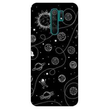 Etui do Xiaomi Redmi 9 Wzory Kosmos Ziemia Księżyc Planety Statek UFO