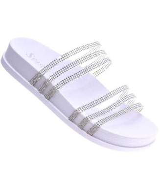 Basenowe białe klapki damskie wodoodporne buty na plażę 14293 39
