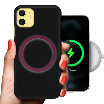 ETUI MATOWE MAGSAFE do IPHONE 11 RING BURGUNDOWY