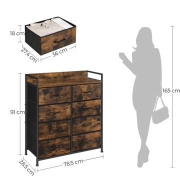 Комод в стиле ретро-лофт с текстильными ящиками