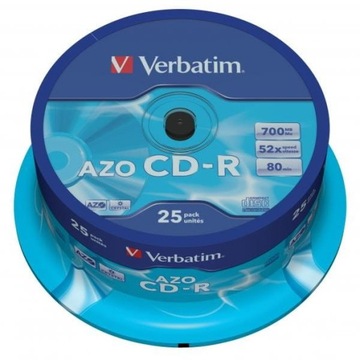 Płyty Verbatim CD-R 700MB Crystal Super AZO cake 25szt