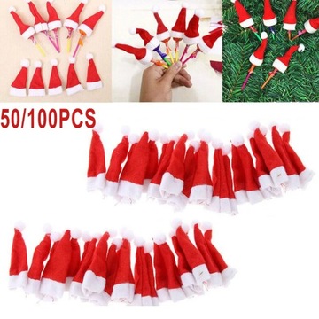 50/100pack Christmas Candy Toping Hat с Lollipop Mini Christmas Hat Hat