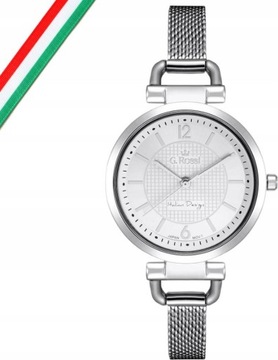 Damski elegancki zegarek na bransolecie biała tarcza zdobiona na prezent