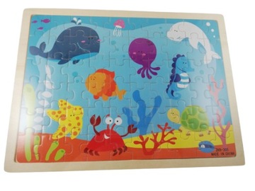 Drewniane puzzle edukacyjne ocean układanka dzieci