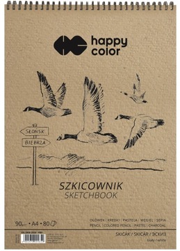 Szkicownik na spirali A4 biały 80k 90g Happy Color