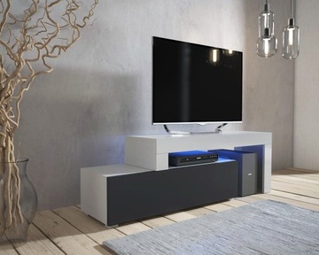 Комод, РАЗДВИЖНАЯ подставка под ТВ, 108-200, белый матовый, LED