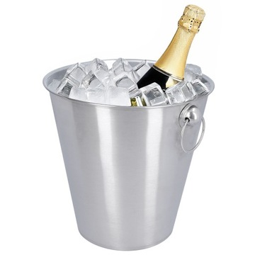 ВЕДРО ДЛЯ ЛЬДА стальное для охлаждения бутылок алкоголя, вина, шампанского, 4л.