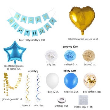 Zestaw urodzinowy HAPPY BIRTHDAY DUŻY BLUE XXL