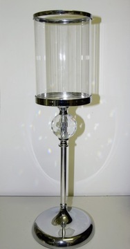 ŚWIECZNIK METAL/SZKŁO 50,5CM