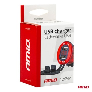 GNIAZDO SAMOCHODOWE ŁADOWARKA 2x USB WOLTOMIERZ