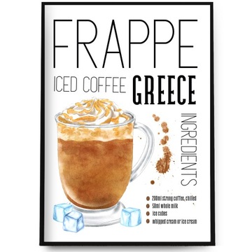 PLAKAT LOFT KAWA FRAPPE DEKORACJE NA ŚCIANĘ DODATKI DO KUCHNI SALONU 30X40