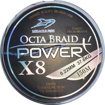 Plecionka Octa Braid Power X8 Black 0,16mm 150m