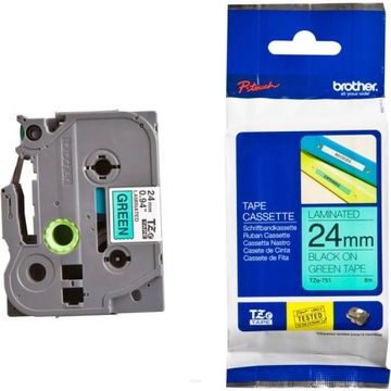 Brother TZE751 TZE-751 24mm czarne na zielonym 8m