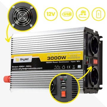 АВТОМОБИЛЬНЫЙ ИНВЕРТОР SKYLED 3000Вт 12В 230В USB