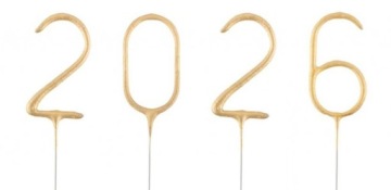 ZIMNE OGNIE ZESTAW CYFRY 2026 4SZT ZŁOTE SYLWESTER NOWY ROK DEKORACJA