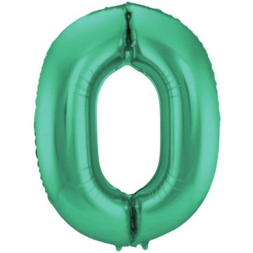 BALON foliowy ZIELONY MATOWY cyfra 0 urodziny XL
