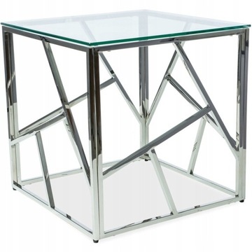 Ława Escada B 55x55 Srebrny Chrom / Szkło Stolik