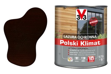 LAZURA OCHRONNA V33 POLSKI KLIMAT 10LAT 0,75L CIEMNY ORZECH