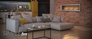 Biokominek wiszący do zabudowy Frame 1800 Biały z Szybą Simplefire