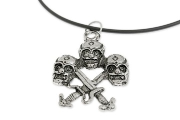 WISIOREK NASZYJNIK Z CZASZKAMI i MIECZAMI metal rock aj1552
