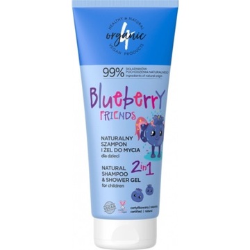 4organic Naturalny szampon i żel do mycia dla dzieci 2w1 Blueberry Frie P1