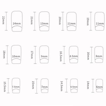 PAZNOKCIE SZTUCZNE TIPSY SHORT SQUARE KLASYCZNY FRENCH SAMOPRZYLEPNE 24SZT