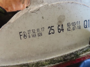 MERCEDES B TŘÍDA W245 FACELIFT SVĚTLO LEVÝ ZADNÍ A1698202564