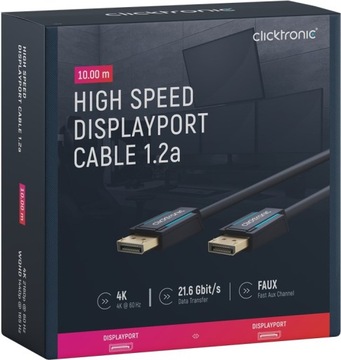 CLICKTRONIC DP - игровой кабель DP 1.2 4K, 10 м