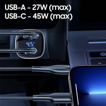 Автомобильное зарядное устройство USAMS 72 Вт USB-A/USB-C