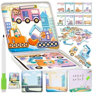 PUZZLE MAGNETYCZNE MONTESSORI Układanka Samochody