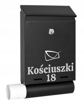 SKRZYNKA POCZTOWA NA LISTY Z NUMEREM DOMU ADRESEM NAZWĄ ULICY NAPISAMI
