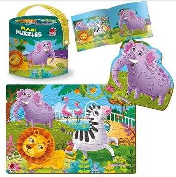 PUZZLE MAXI W TUBIE 2W1 ZOO ZWIERZĘTA