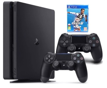 KONSOLA SONY PLAYSTATION 4 SLIM 1TB 2x Pad PS4 SLIM 1TB 2x PAD Gra FIFA 19