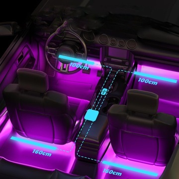 Светодиодное освещение RGB Интерьер автомобильной кабины полоски USB -лент управление приложением