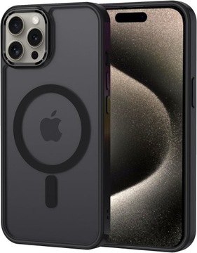Etui do iPhone 15 PRO I WZMOCNIONE MATT CASE do MagSafe + Szkło na ekran