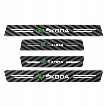 NAKŁADKI PROGI OCHRONNE DRZWI NAKLEJKI CARBON 4SZT-Skoda