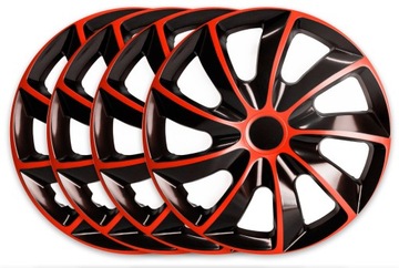 Kołpaki 15 cali Quad Bicolor Red - Black czerwone zestaw 4szt uniwersalne