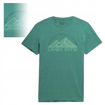 4F T-shirt Koszulka TTSHM484 Zielona Bawełniana M