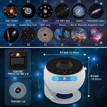 YUNNOVA 12 в 1 Планетарий Проектор Galaxy Light 360° Ro