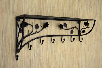 WIESZAK METALOWY CZARNY 60 CM Z RÓŻAMI Z METALU
