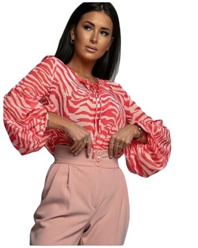 Bluzka damska elegancka Belluci zebra różowa S
