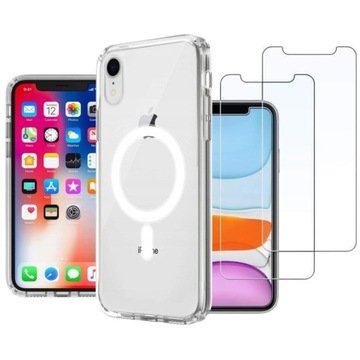 Etui z MagSafe do iPhone XR + 2x SZKŁO Clear Cover Plecki Obudowa Pokrowiec