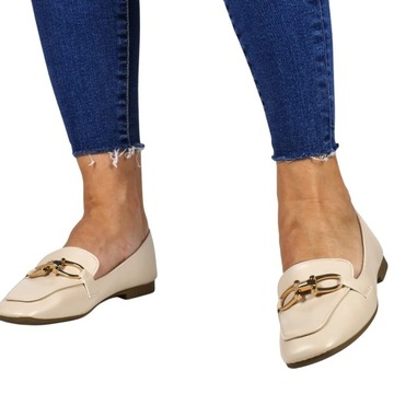 iShoes МОКАСИНЫ ЖЕНСКИЕ С ДЕКОРАЦИЕЙ, ТУФЛИ НА ПЛОСКОЙ ПЛОСКОЙ ПЛОСКОСТИ, БЕЖЕВЫЕ, СВЕТЛО-СЕРЫЕ.