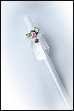 ПРИЧАСТНАЯ СВЕЧА, КРЫШКА-КАПЕЛЬНИК, УКРАШЕННАЯ ВРУЧНУЮ, КОРОБКА