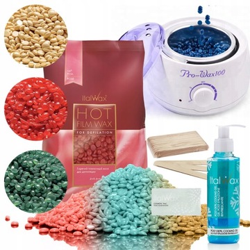 Zestaw do depilacji wosk twardy 500g podgrzewacz