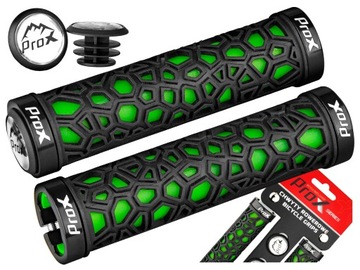 CHWYTY GRIPY RĄCZKI ROWEROWE PROX GP-53 PRZYKRĘCANE CZARNE ZIELONE 130 MM