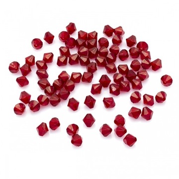 Koraliki Akrylowe Fasetowane Bicone, Czerwony, 4mm, otwor 1.5mm, 25g~650szt
