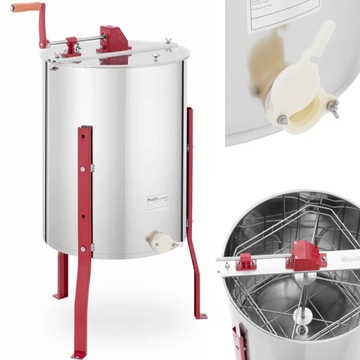 Ручная медогонка, нержавеющая сталь, 4 рамки.